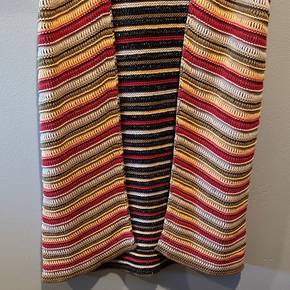 New NWT Stefanel Striped Crochet Sleeveless Oversized Open Front Cardigan - Picture 4 of 11